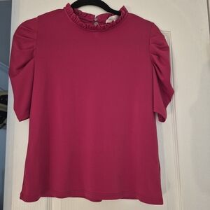 Catherine Malandrino Fuchsia Ruffle Blouse